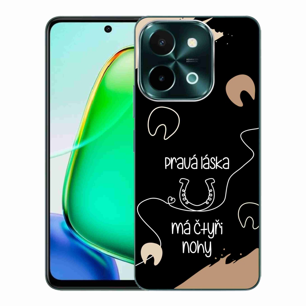 Gelový kryt mmCase na Vivo Y28 - koňský motiv černé pozadí
