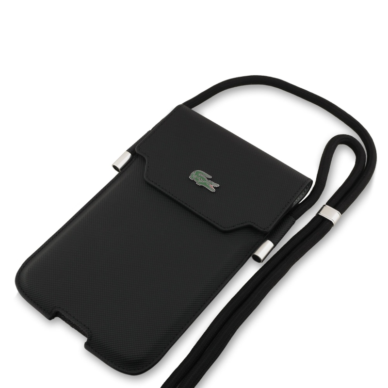 Lacoste PVC Iconic Petit Pique Metal Logo Kapsa na Telefon XL Black