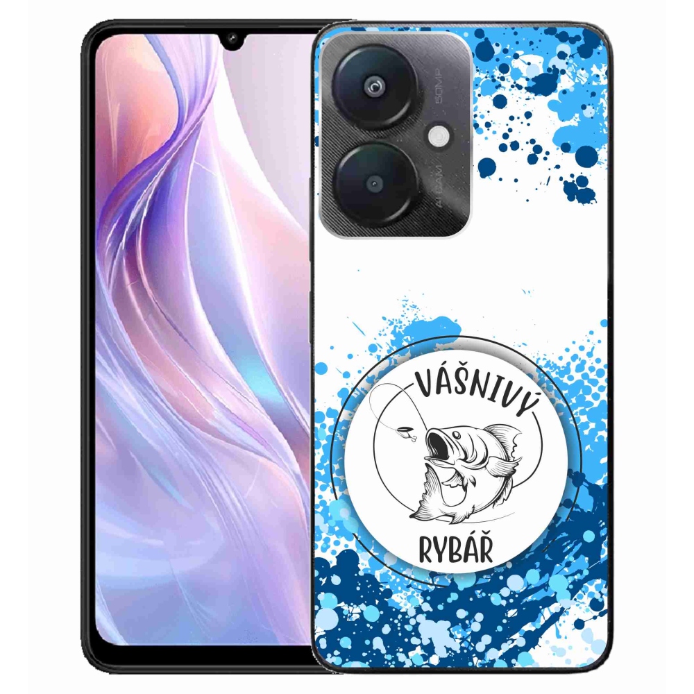 Gelový kryt mmCase na Xiaomi Redmi 13C 5G  - vášnivý rybář bílé pozadí