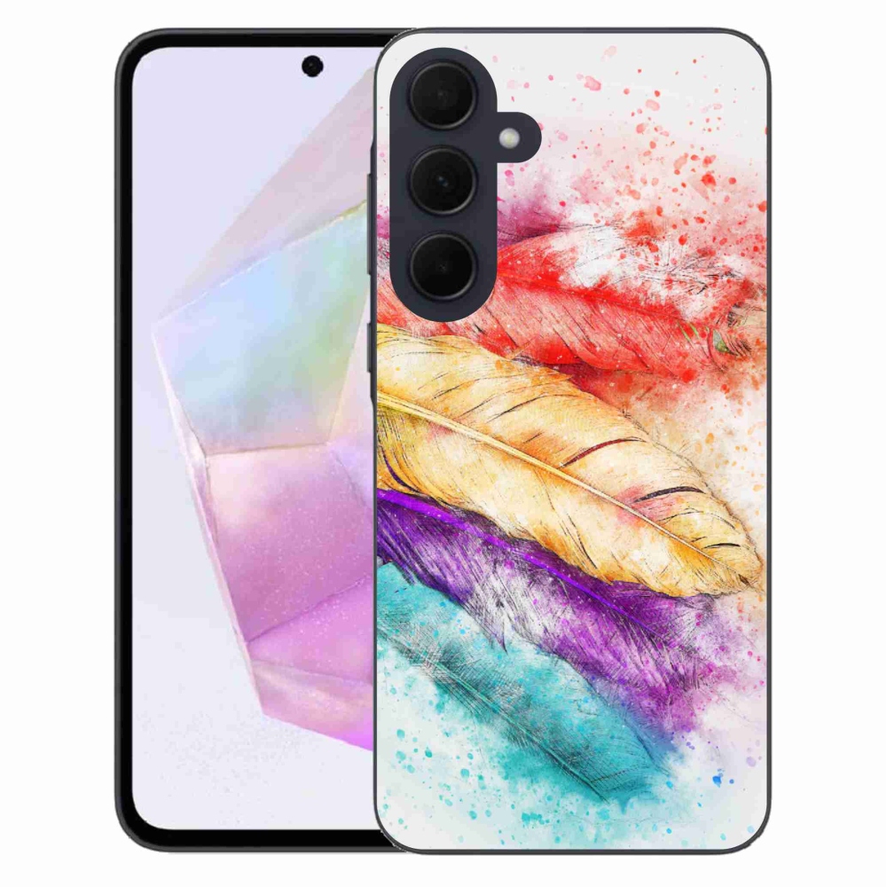 Gelový kryt mmCase na Samsung Galaxy A35 5G - barevné peří