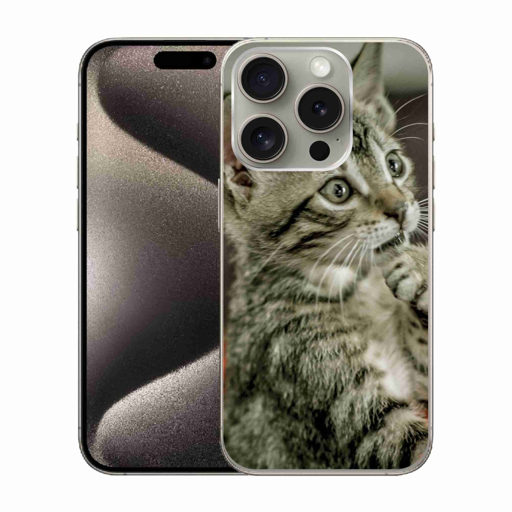 Gelový kryt mmCase na iPhone 15 Pro - roztomilá kočka