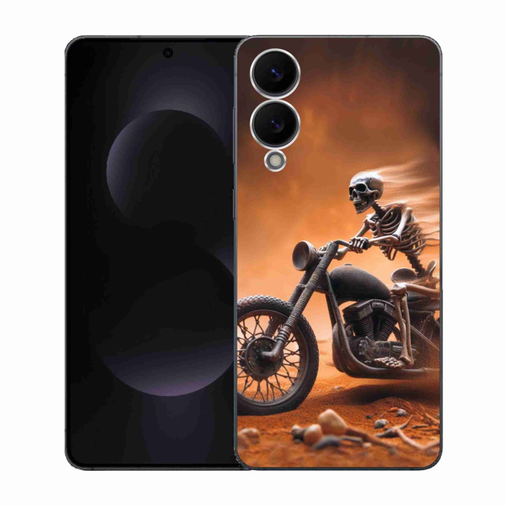 Gelový kryt mmCase na Samsung Galaxy S25 Edge - kostra na motorce