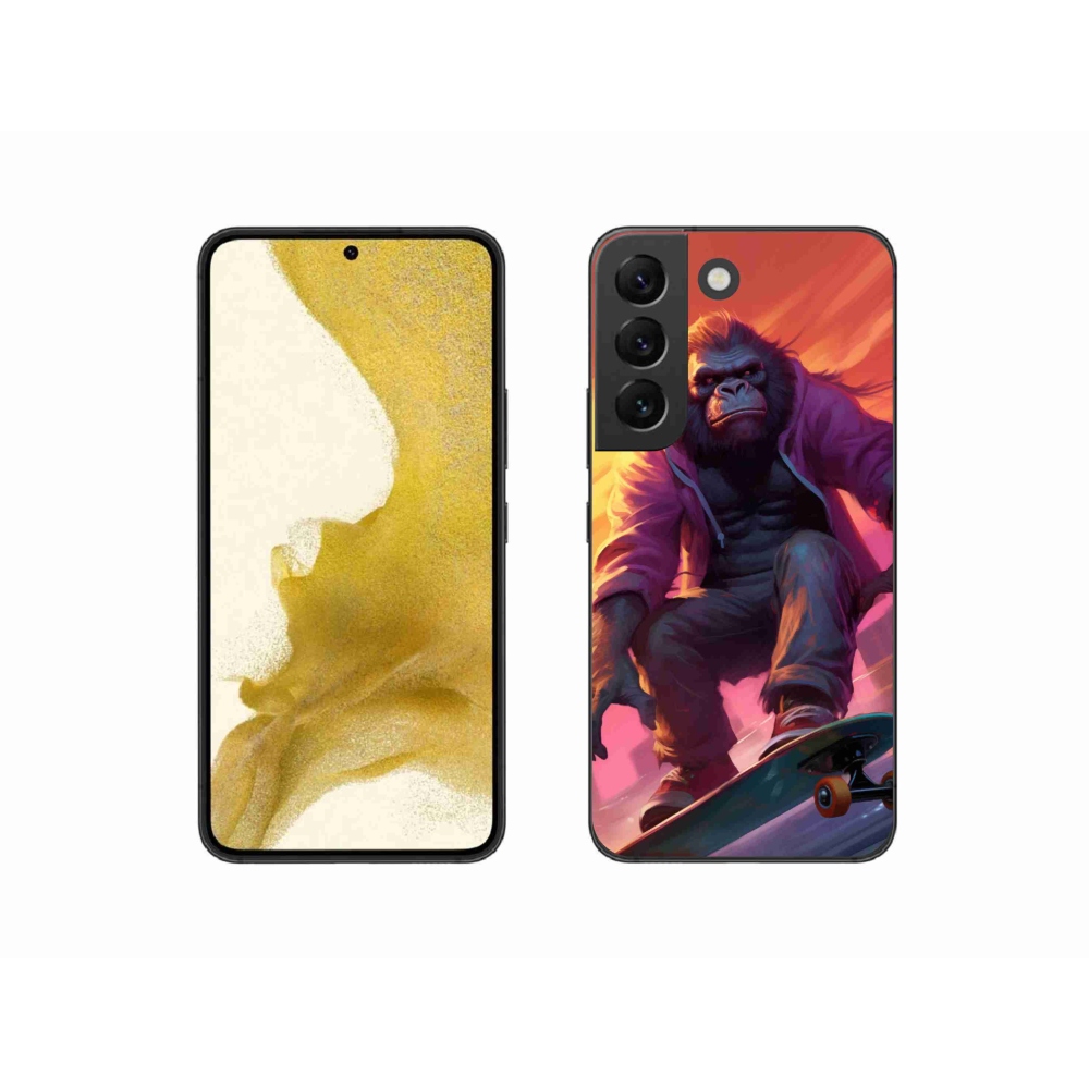 Gelový kryt mmCase na Samsung Galaxy S22 5G - gorila na skateboardu
