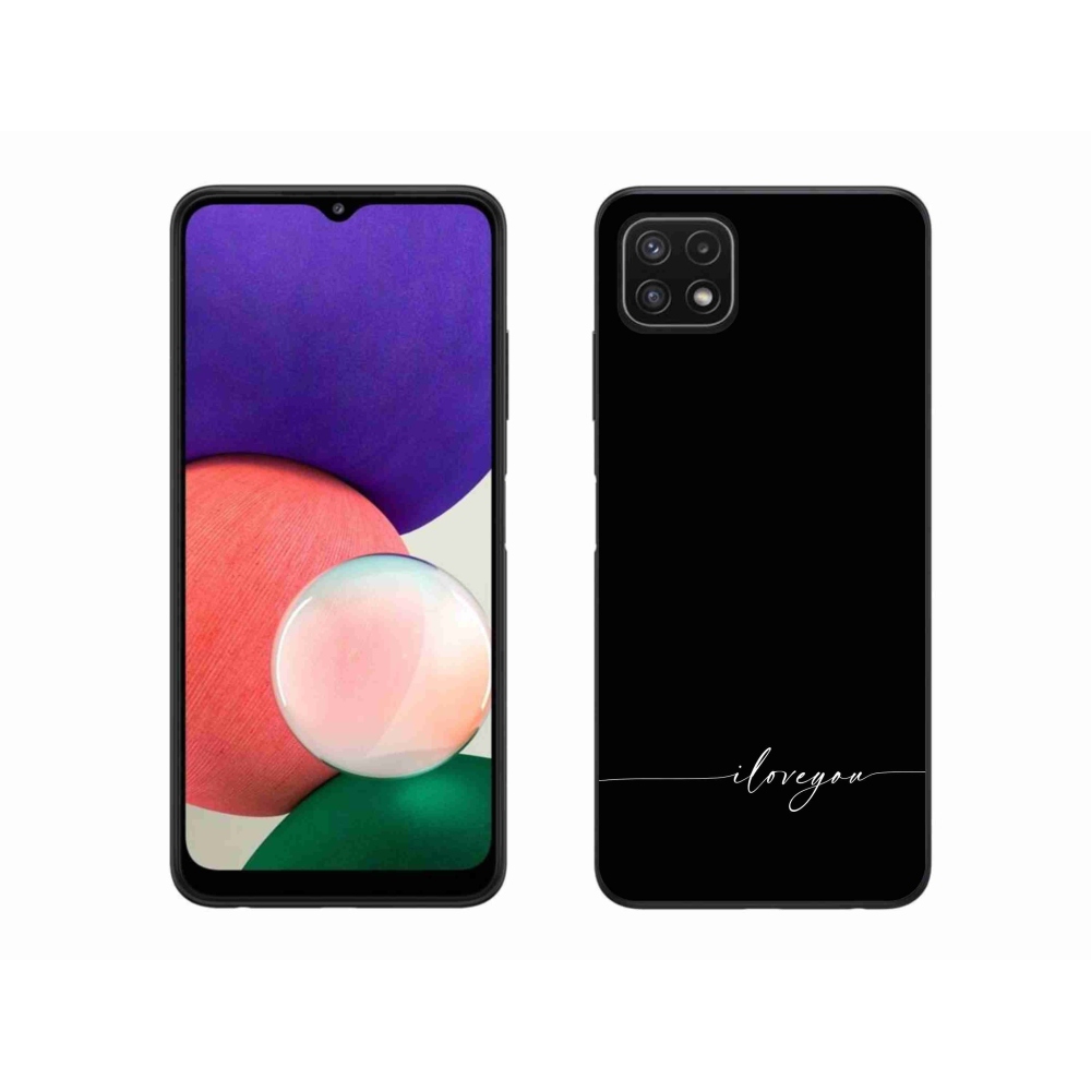 Gelový kryt mmCase na Samsung Galaxy A22 5G - I love you černé pozadí