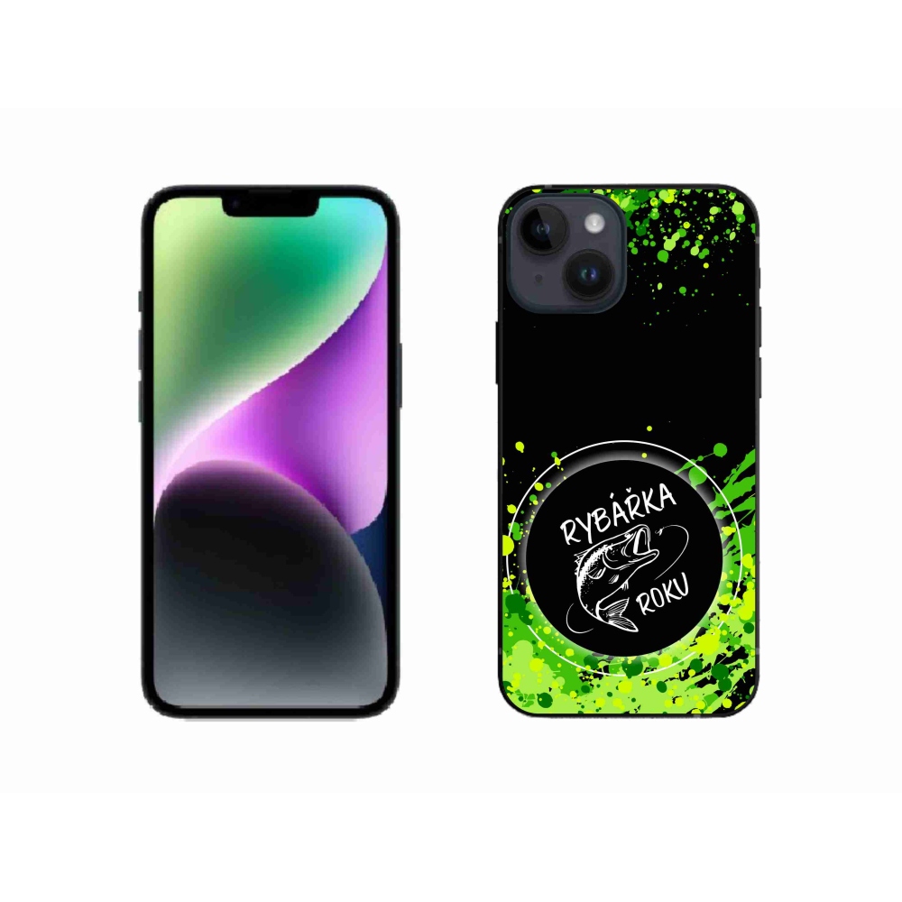 Gelový kryt mmCase na iPhone 14 - rybářka roku černé pozadí