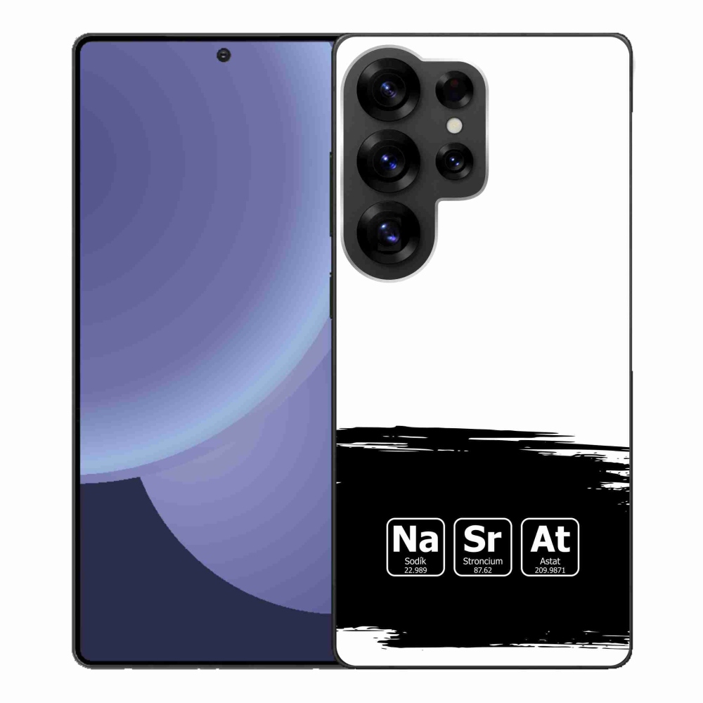 Gelový kryt mmCase na Samsung Galaxy S25 Ultra - chemické prvky černobílé pozadí