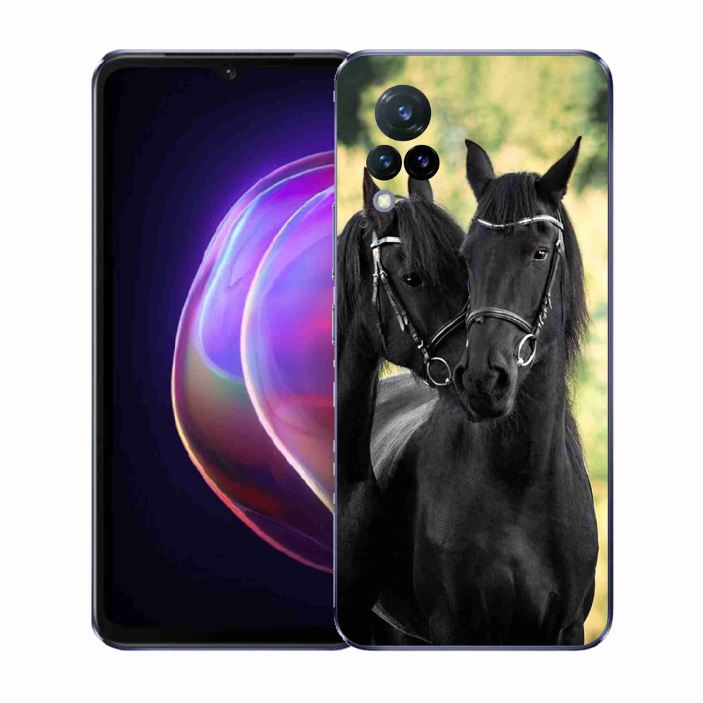 Gelový kryt mmCase na Vivo V21 4G/5G - dva černí koně