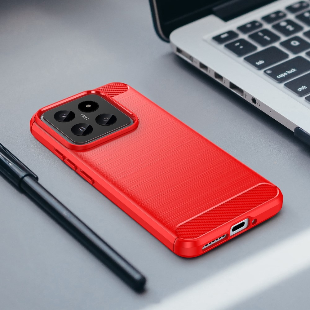 Carbon odolný gelový obal na Xiaomi 14 - červený