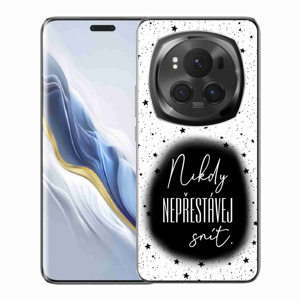 Gelový kryt mmCase na Honor Magic 6 Pro 5G - citát 1 černobílé pozadí