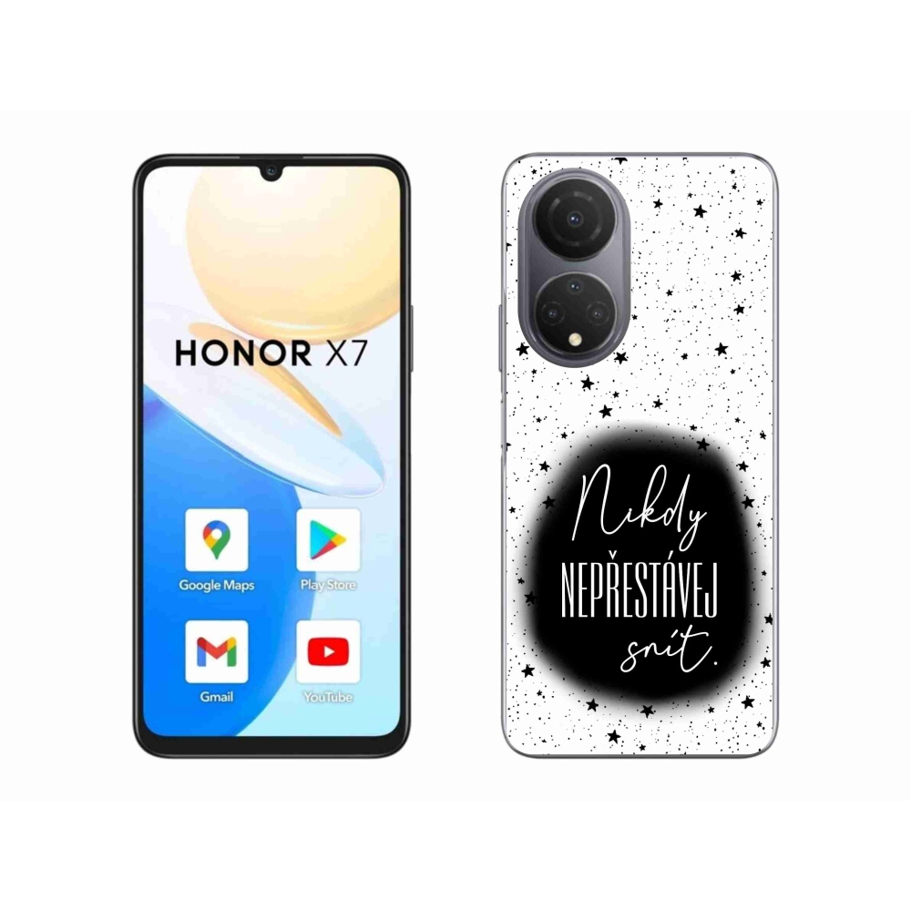 Gelový kryt mmCase na Honor X7 - citát 1 černobílé pozadí