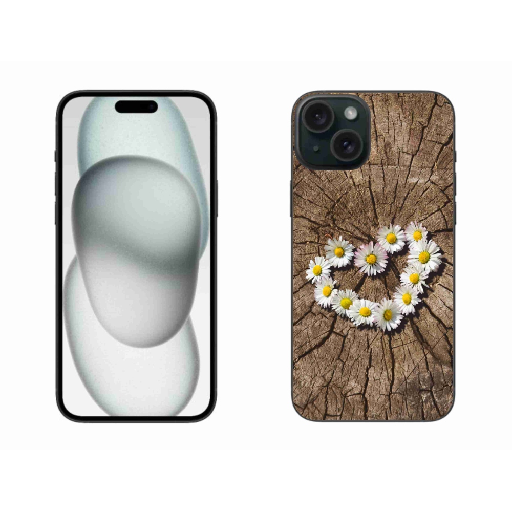 Gelový kryt mmCase na iPhone 15 Plus - srdce z kopretin