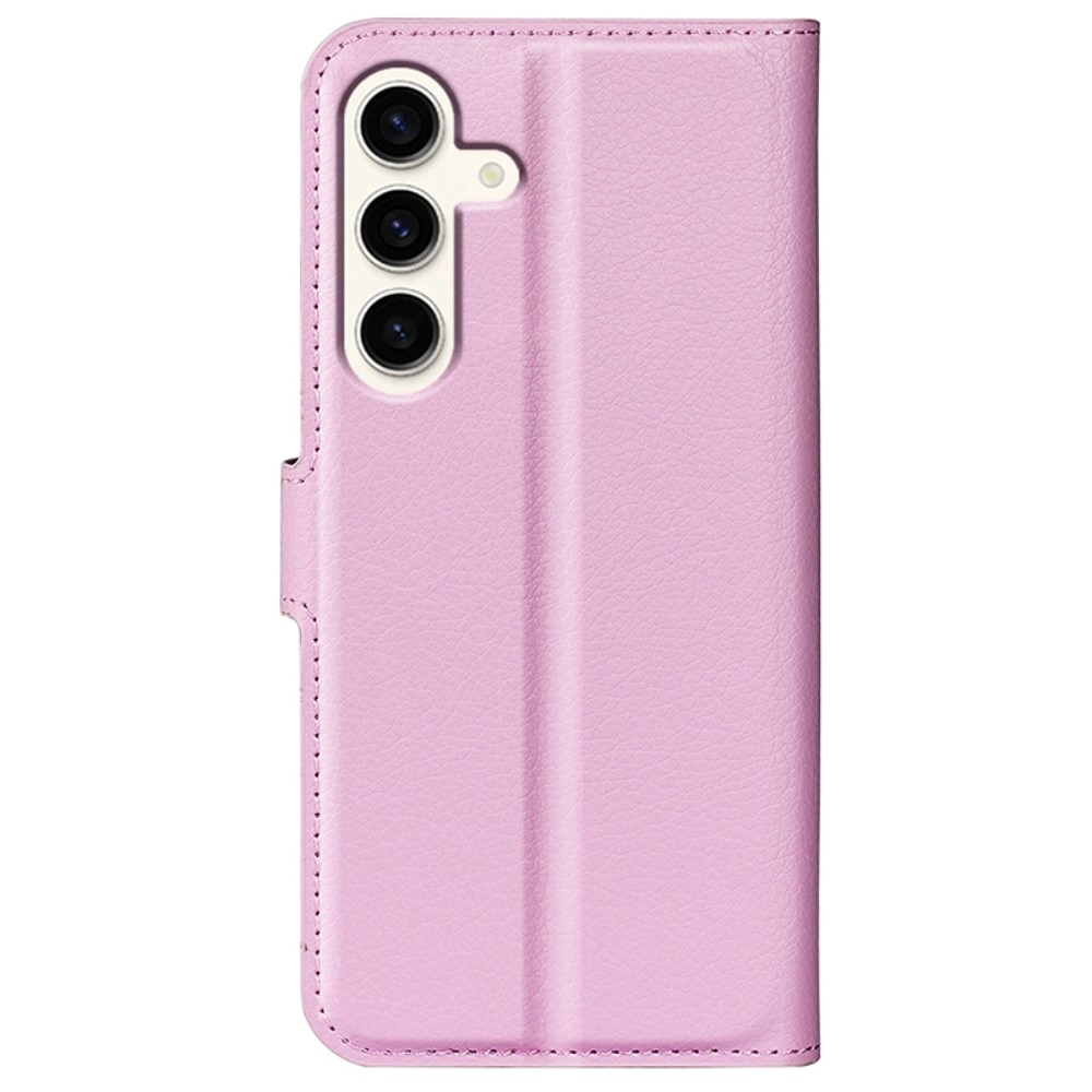 Litchi knížkové pouzdro na Samsung Galaxy S24+ - růžové