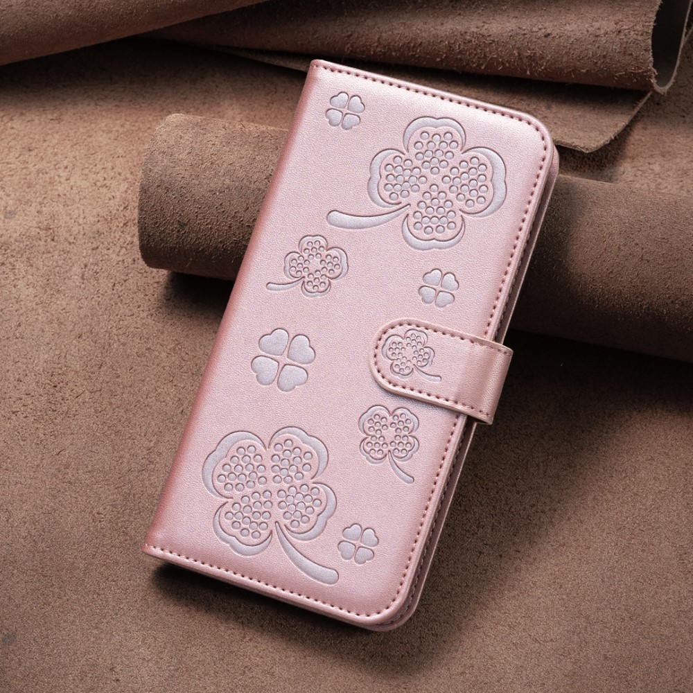Clover knížkové pouzdro na Samsung Galaxy A56 5G - růžovozlaté