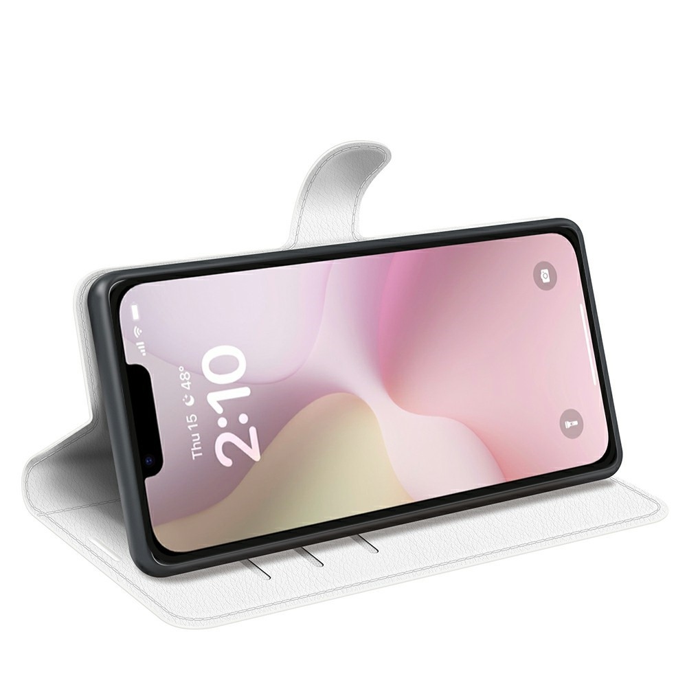Litchi knížkové pouzdro na iPhone 16e - bílé