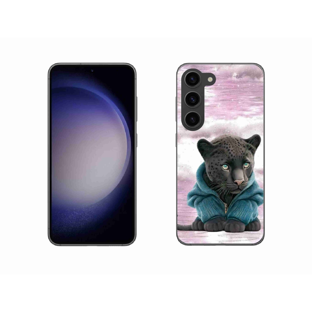 Gelový kryt mmCase na Samsung Galaxy S23 5G - černý panter ve svetru