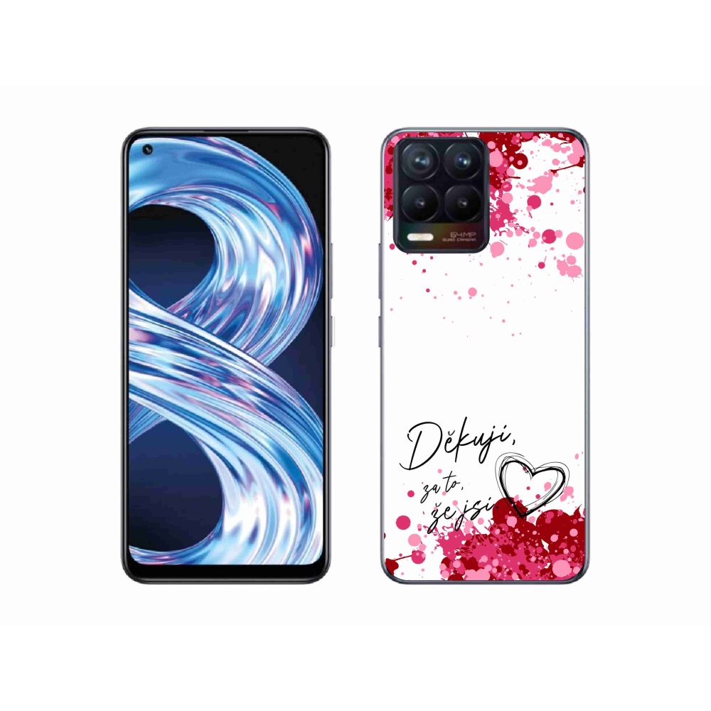 Gelový kryt mmCase na Realme 8 4G - zamilovaný text 2 bílé pozadí