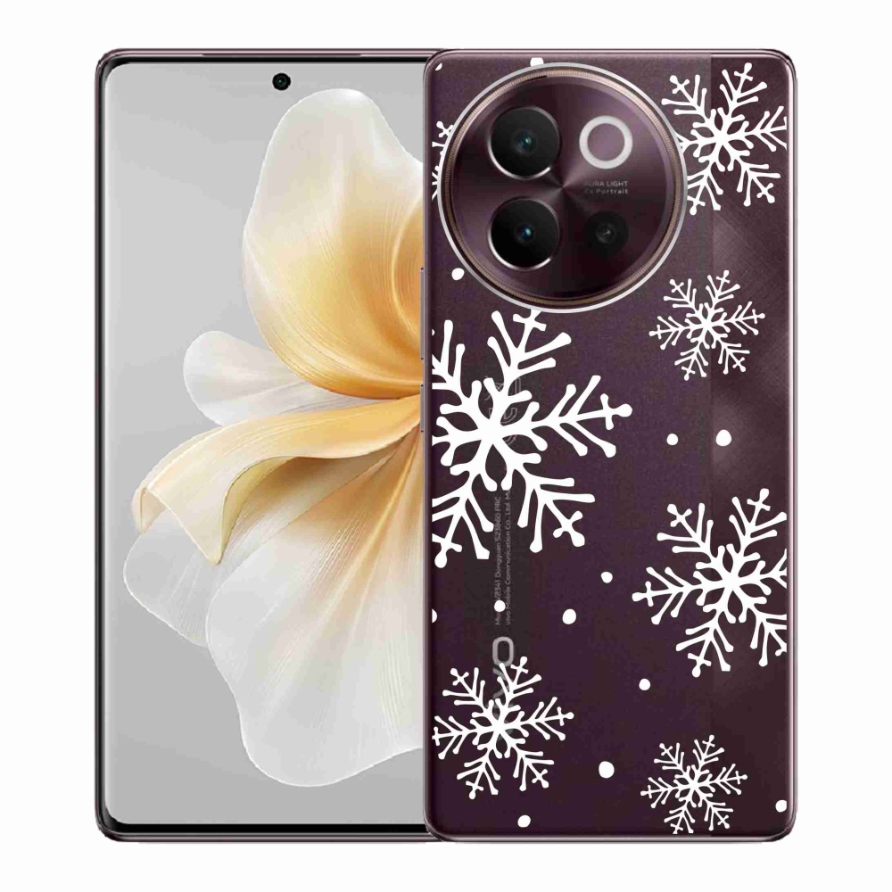 Gelový kryt mmCase na Vivo V40 Lite 5G - bílé vločky na průhledném pozadí