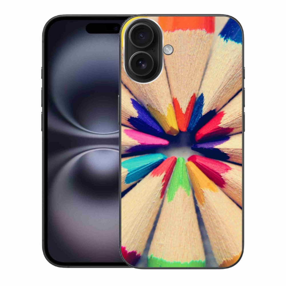 Gelový kryt mmCase na iPhone 16 Plus - pastelky 