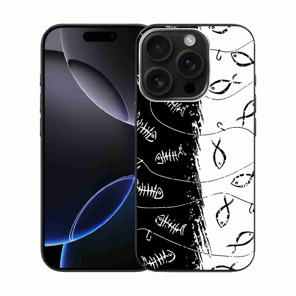 Gelový kryt mmCase na iPhone 16 Pro - kostry a rybky