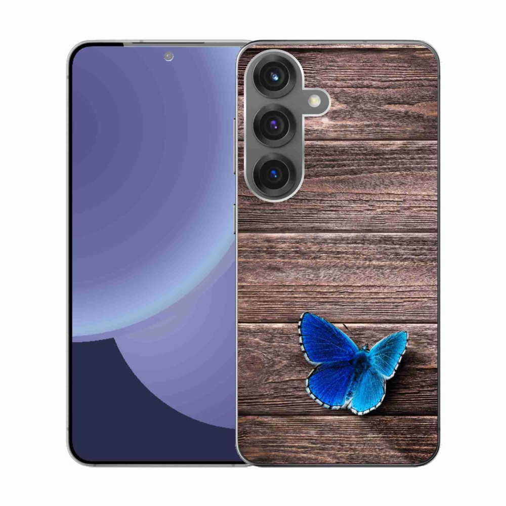 Gelový kryt mmCase na Samsung Galaxy S25 - modrý motýl 1