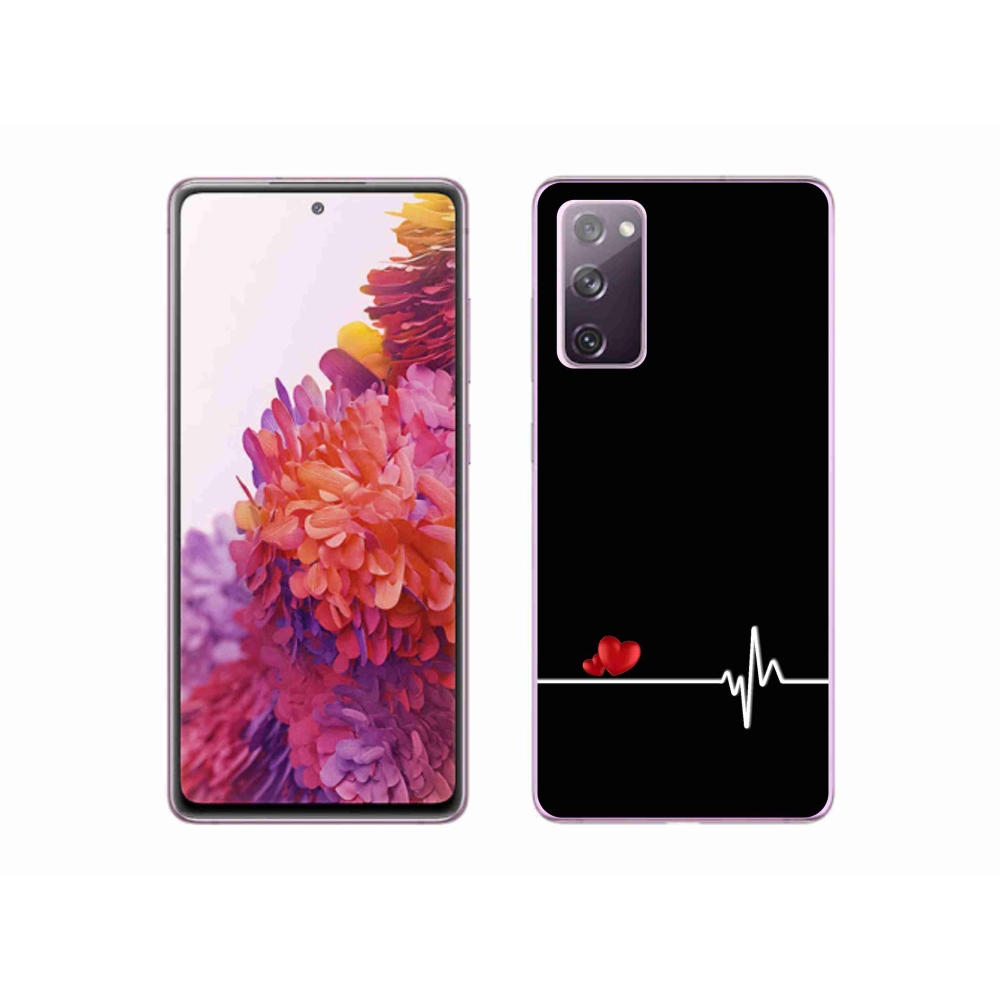 Gelový kryt mmCase na Samsung Galaxy S20 FE - srdce a tep černé pozadí