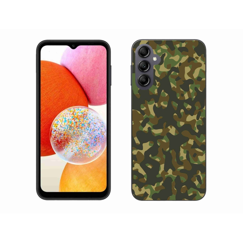 Gelový kryt mmCase na Samsung Galaxy A14 4G/5G - maskáčový vzor 1
