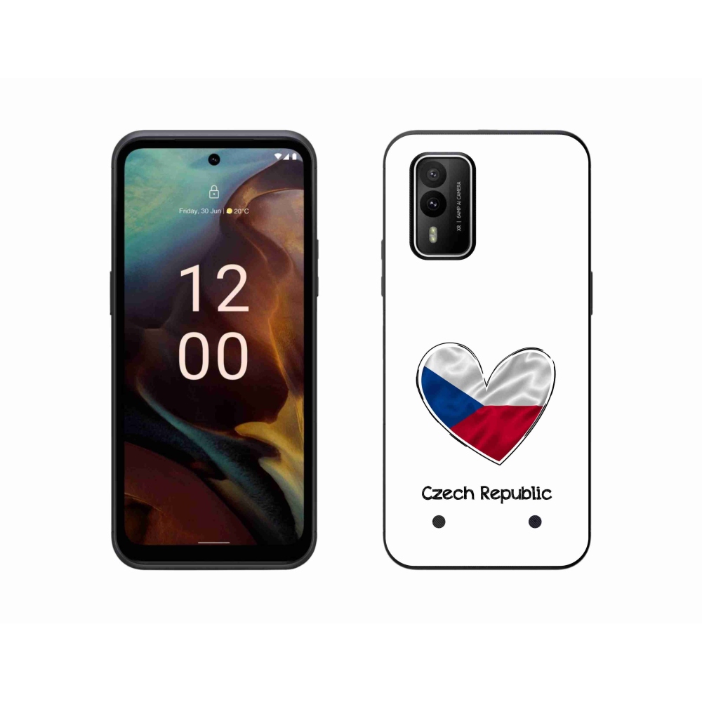 Gelový kryt mmCase na Nokia XR21 - vlajka srdce bílé pozadí
