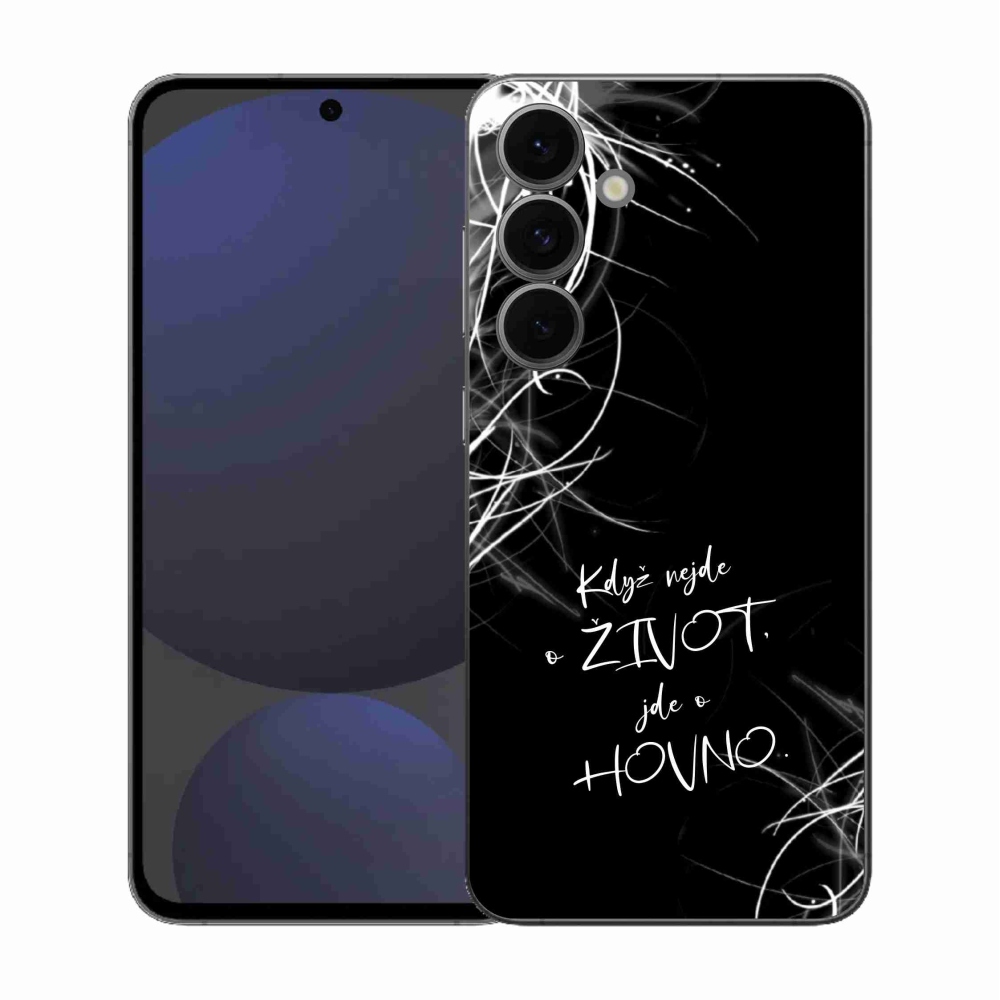 Gelový kryt mmCase na Samsung Galaxy S25 FE - vtipný text 16 černé pozadí
