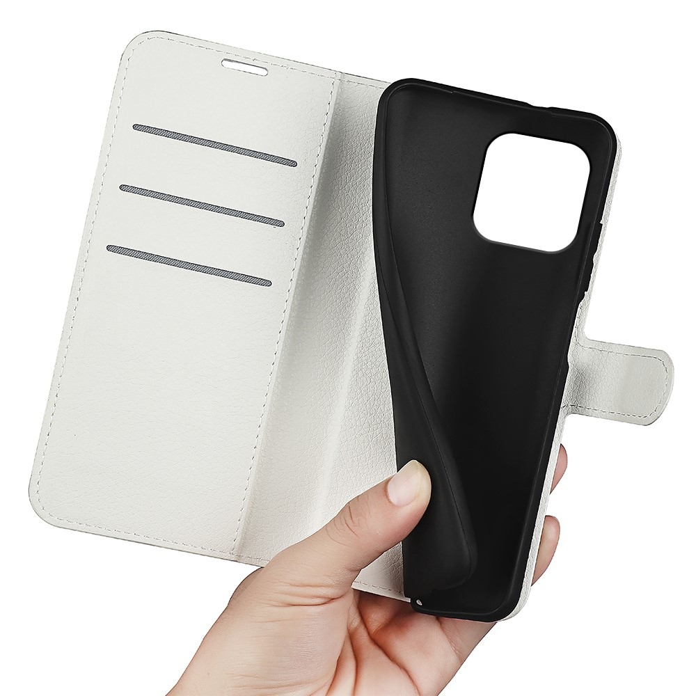 Litchi knížkové pouzdro na iPhone 15 - bílé