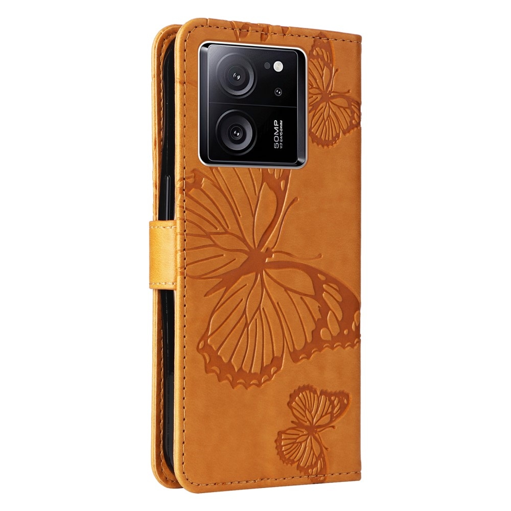 Big butterfly knížkové pouzdro na Xiaomi 13T/13T Pro - žluté