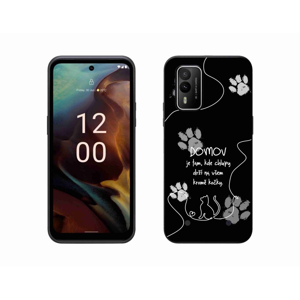 Gelový kryt mmCase na Nokia XR21 - kočičí motiv černé pozadí
