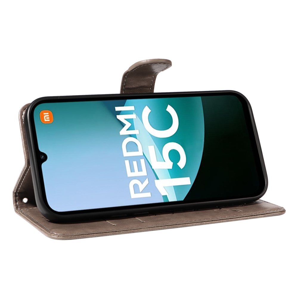 Flowers knížkové pouzdro na Xiaomi Redmi 15C 4G/5G (173mm) - šedé