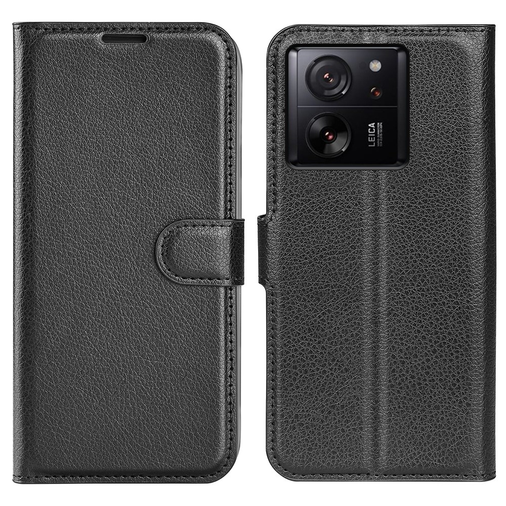 Litchi knížkové pouzdro na Xiaomi 13T/13T Pro - černé