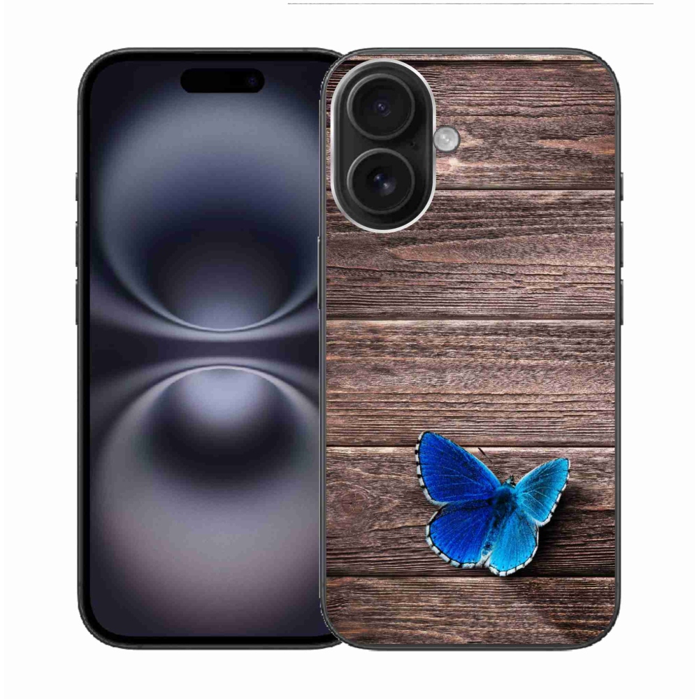 Gelový kryt mmCase na iPhone 16 - modrý motýl 1
