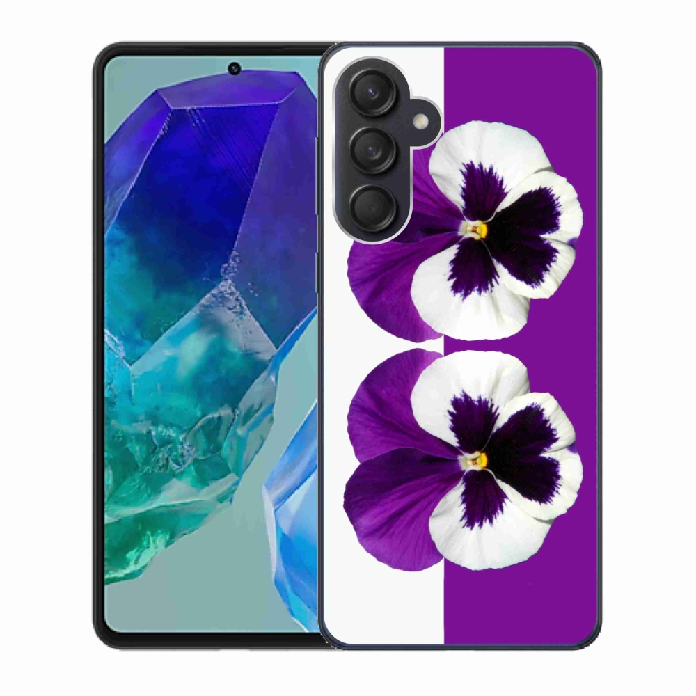 Gelový kryt mmCase na Samsung Galaxy M55 5G - fialovobílý květ
