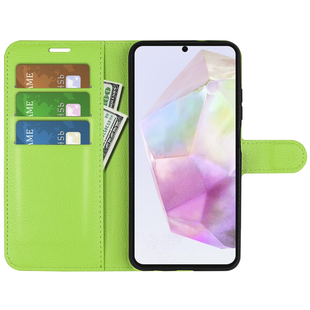 Litchi knížkové pouzdro na Samsung Galaxy A36 5G - zelené