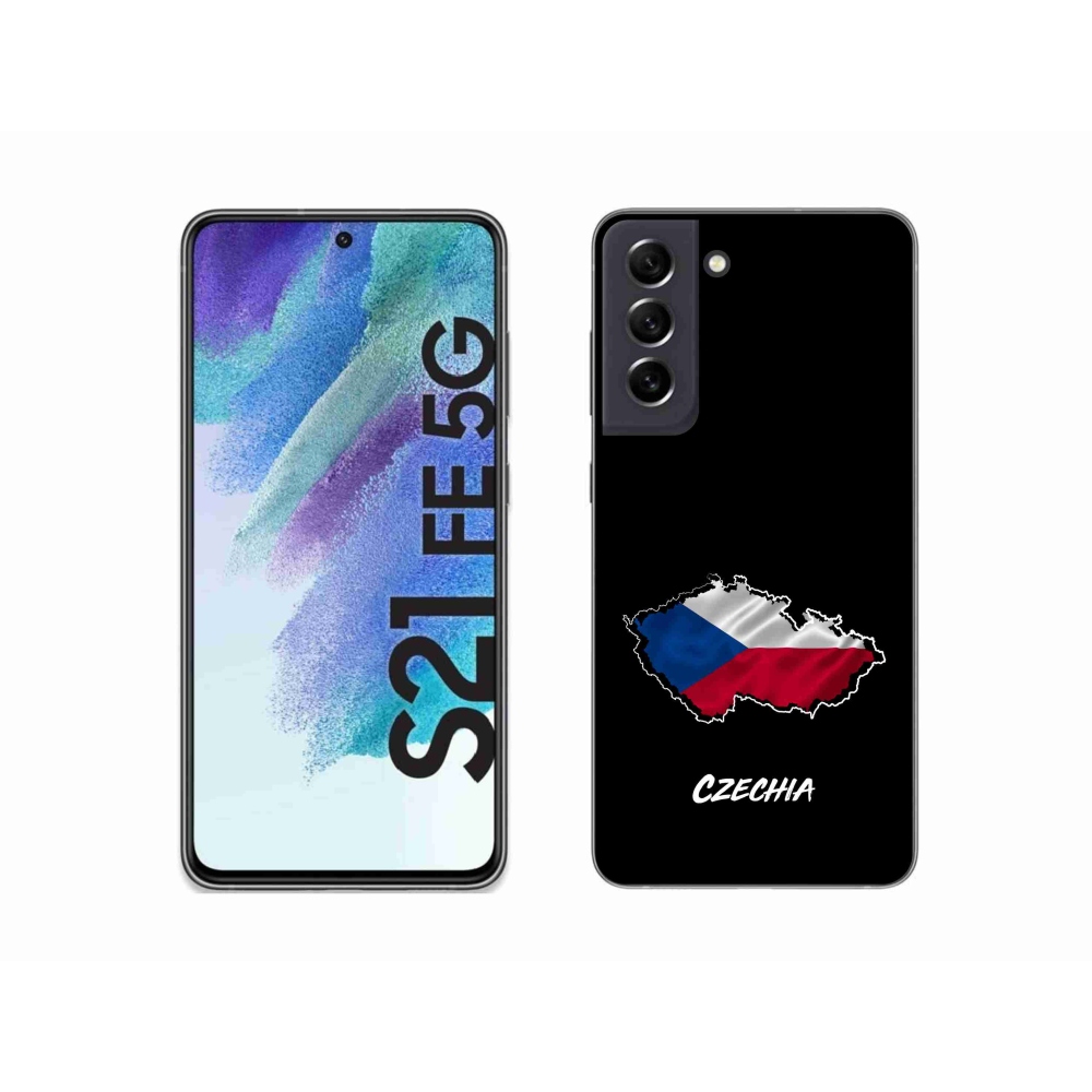 Gelový kryt mmCase na Samsung Galaxy S21 FE 5G - Czechia černé pozadí