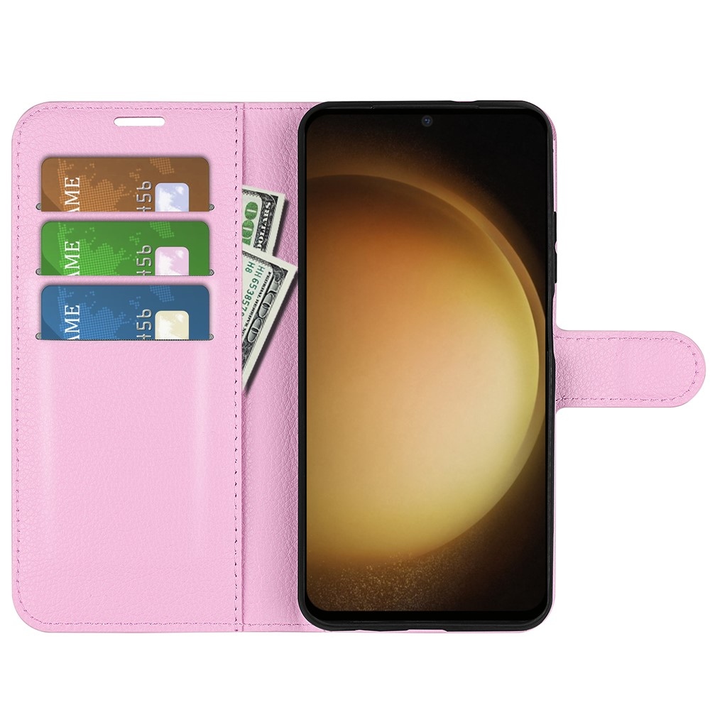 Litchi knížkové pouzdro na Samsung Galaxy S24+ - růžové