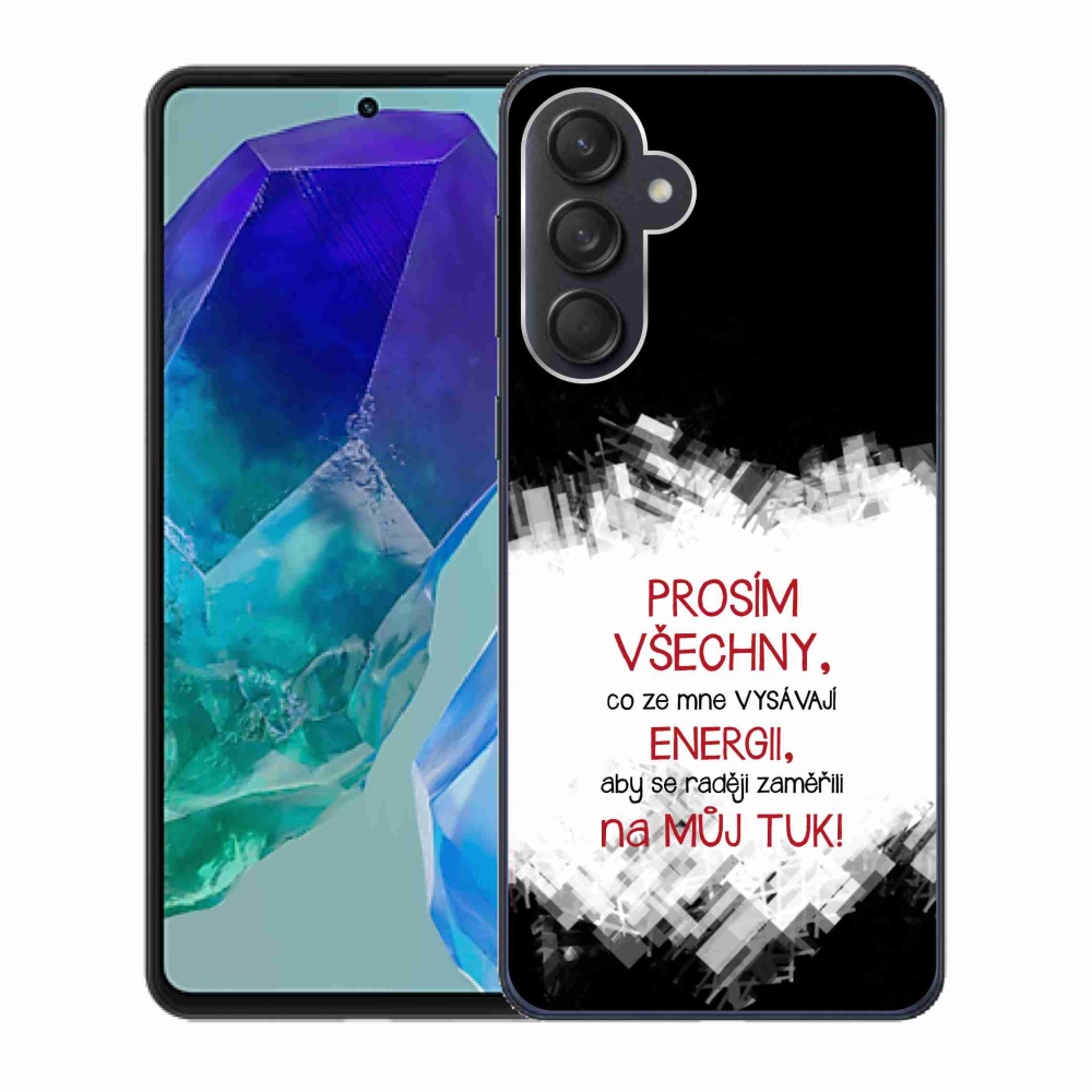 Gelový kryt mmCase na Samsung Galaxy M55 5G - vtipný text 1 červený
