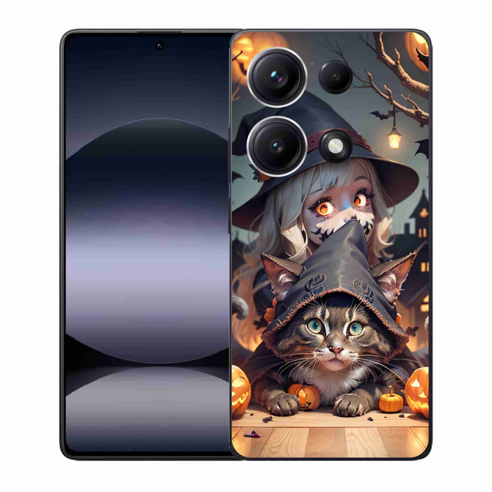 Gelový kryt mmCase na Xiaomi Redmi Note 14S - čarodějnice s kočkou