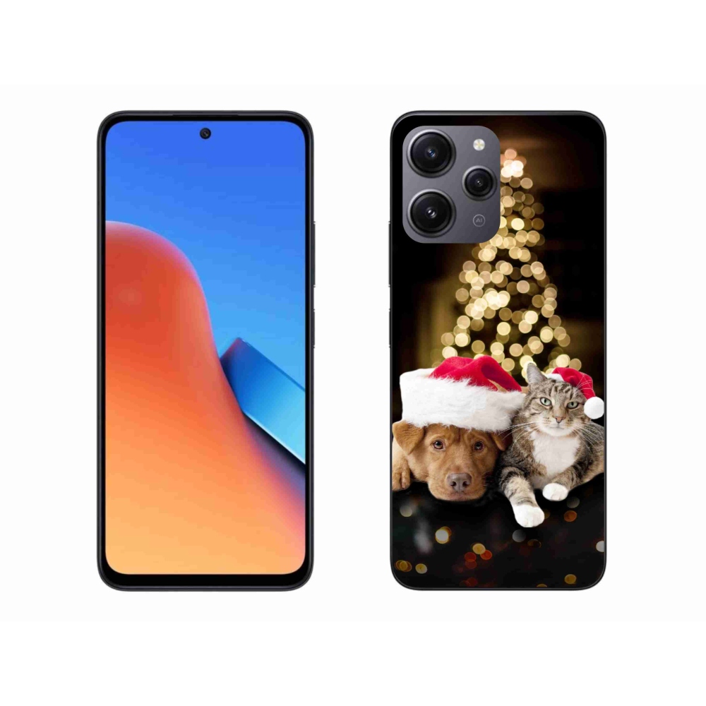 Gelový kryt mmCase na Xiaomi Redmi 12 - vánoční pes a kočka