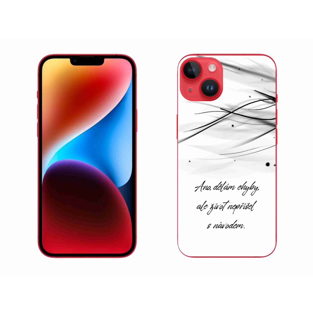 Gelový kryt mmCase na iPhone 14 Plus - citát bílé pozadí