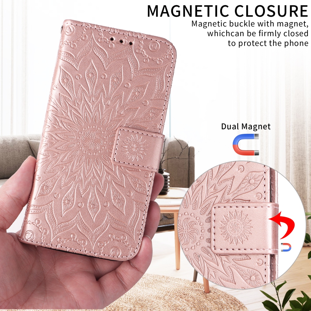 Sunflower knížkové pouzdro na Xiaomi Redmi 15C 4G/5G (173mm) - růžovozlaté