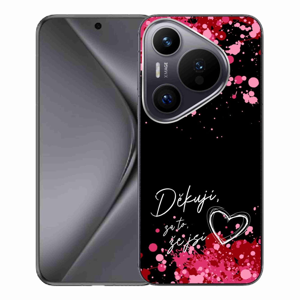 Gelový kryt mmCase na Huawei Pura 70 Pro - zamilovaný text 2 černé pozadí