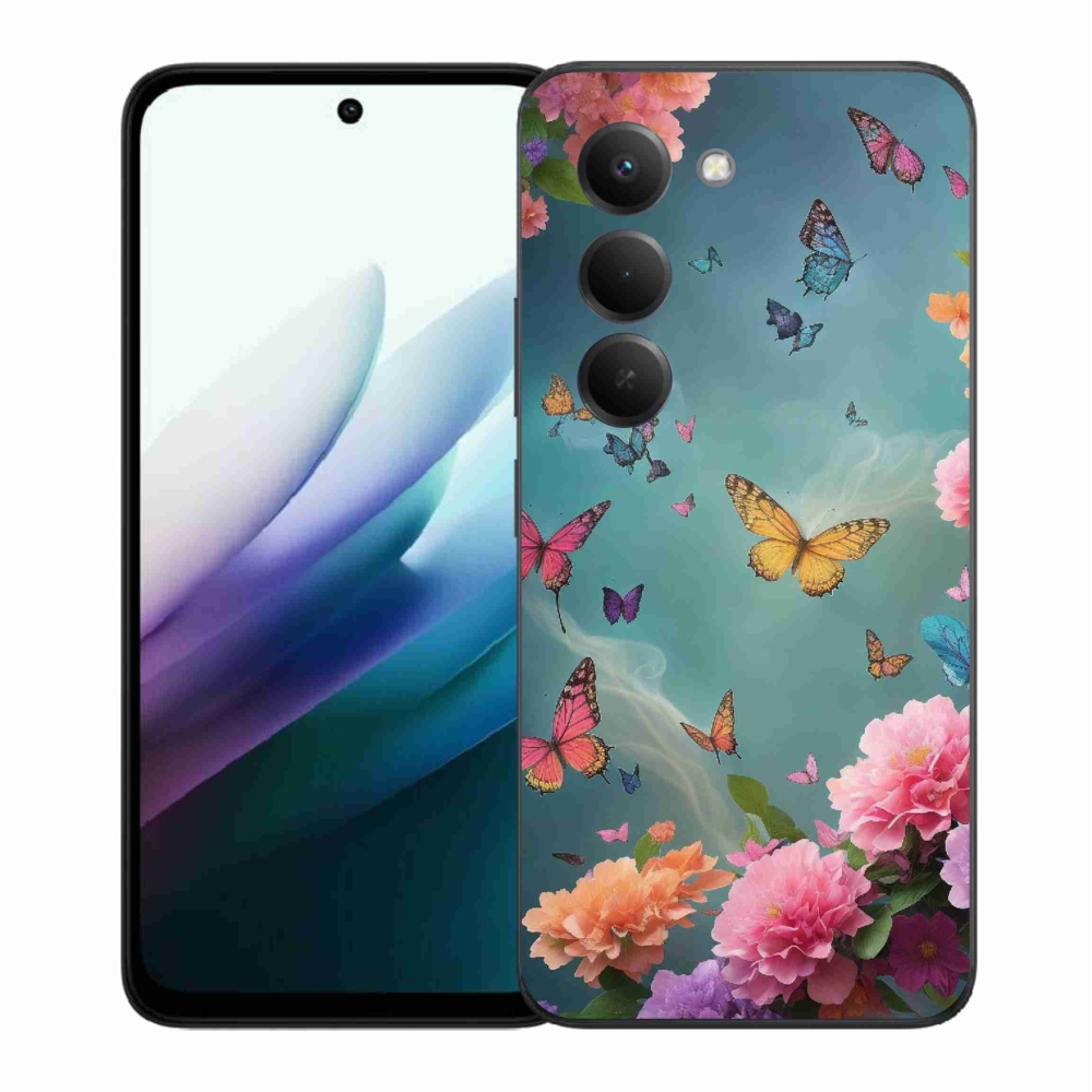Gelový kryt mmCase na Xiaomi Redmi 15 4G/5G (171mm) - barevné květy a motýli