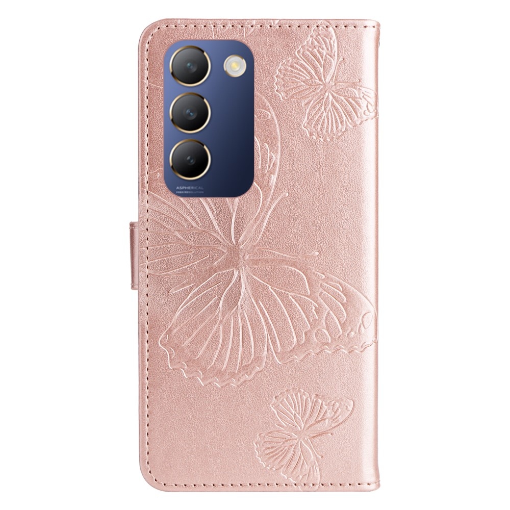 Big Butterfly knížkové pouzdro na Vivo V40 SE 4G/5G - růžovozlaté