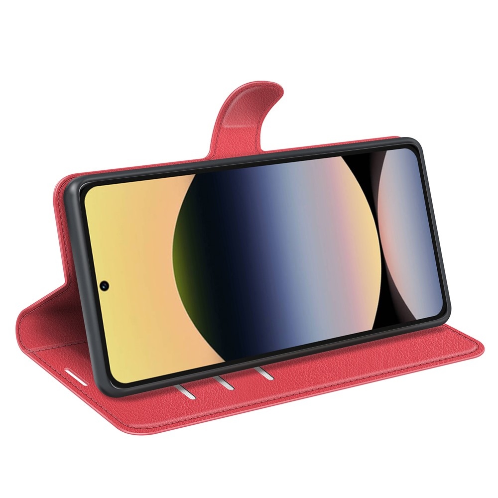 Litchi knížkové pouzdro na Xiaomi Redmi Note 14S - červené