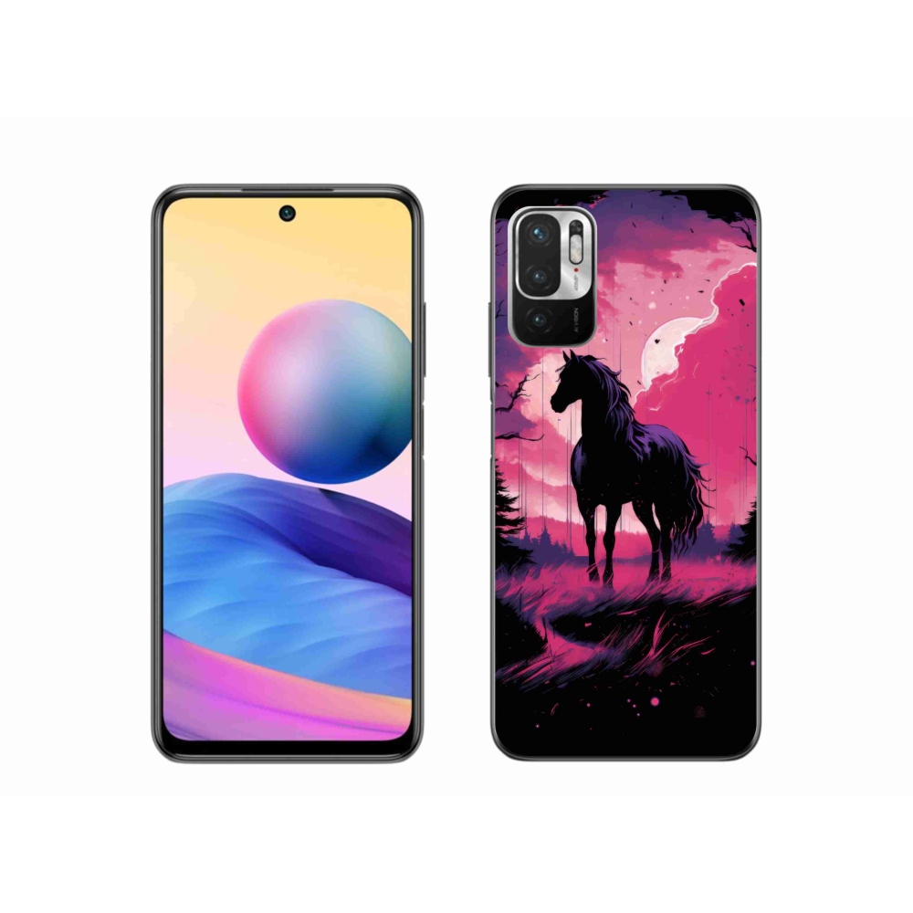 Gelový kryt mmCase na Xiaomi Poco M3 Pro/5G - černý kreslený kůň 1