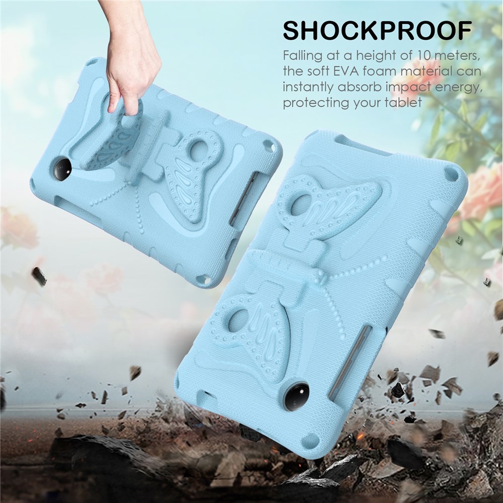 Kids Butterfly EVA odolné pouzdro s popruhem na tablet Xiaomi Redmi Pad SE 8.7 - světlemodré