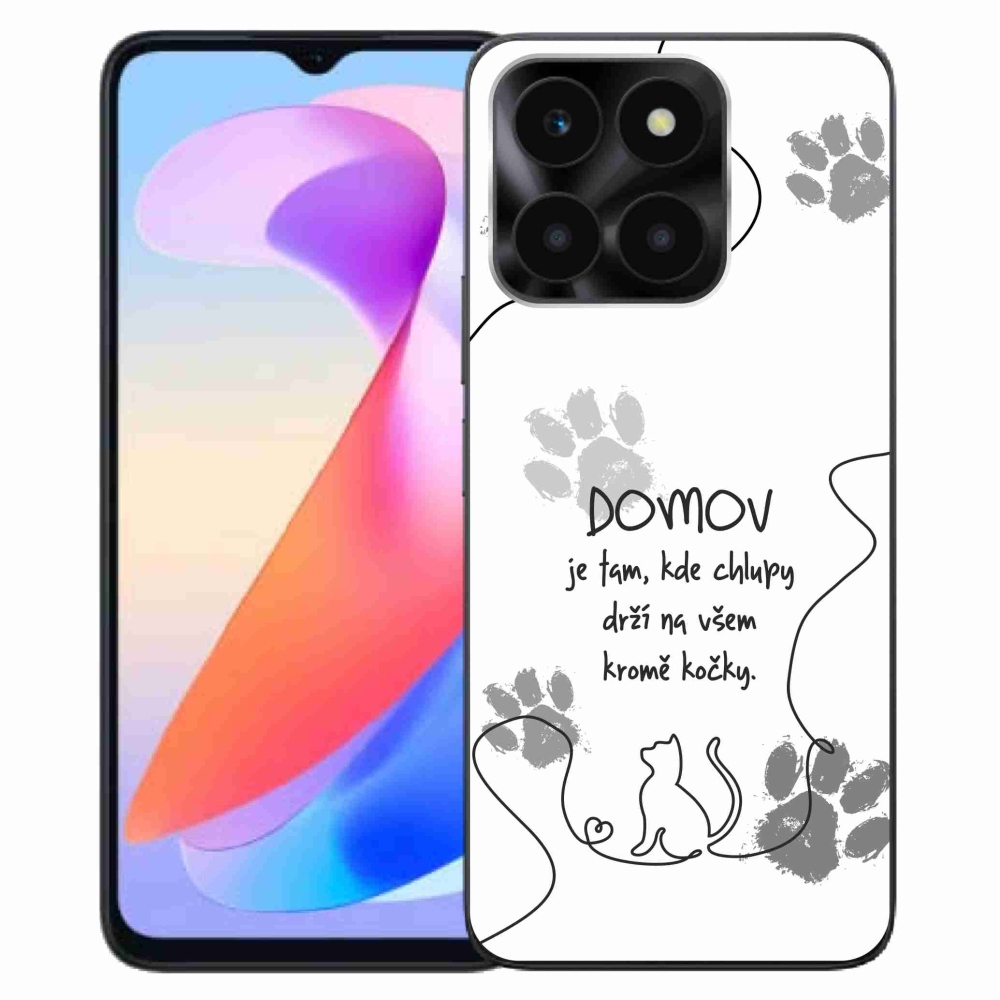 Gelový kryt mmCase na Honor X6a - kočičí motiv bílé pozadí